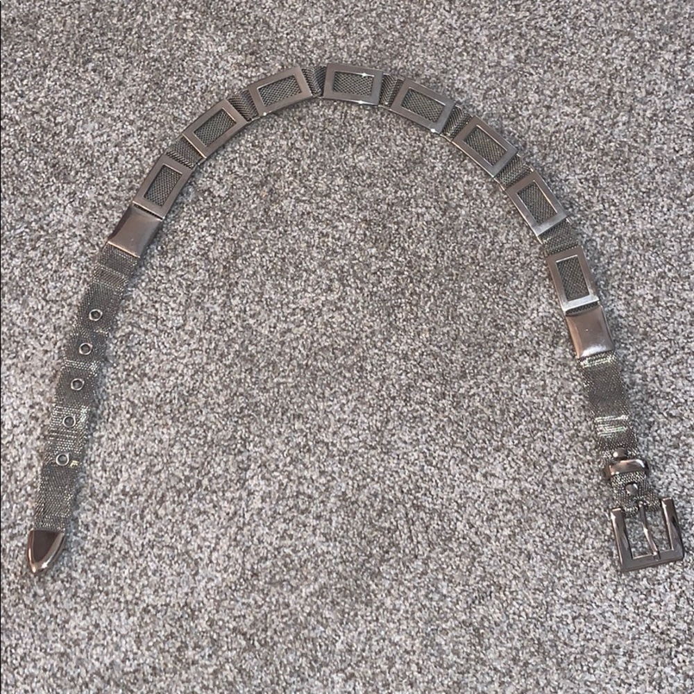 Silver, metal mesh belt